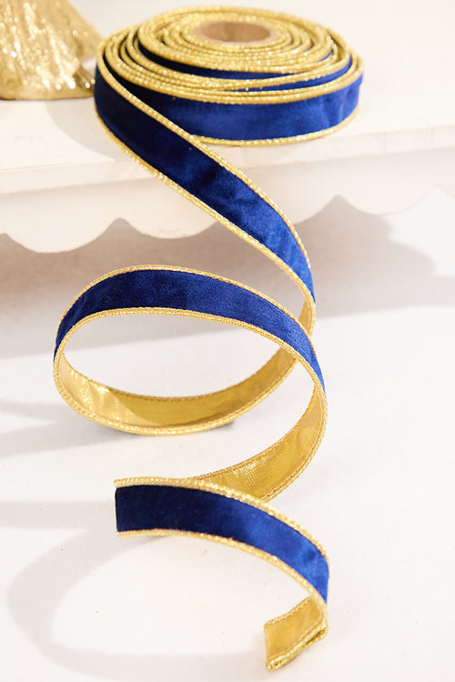 1" x 10 Yard Navy Velvet Ribbon