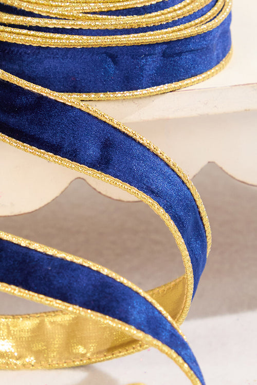 1" x 10 Yard Navy Velvet Ribbon