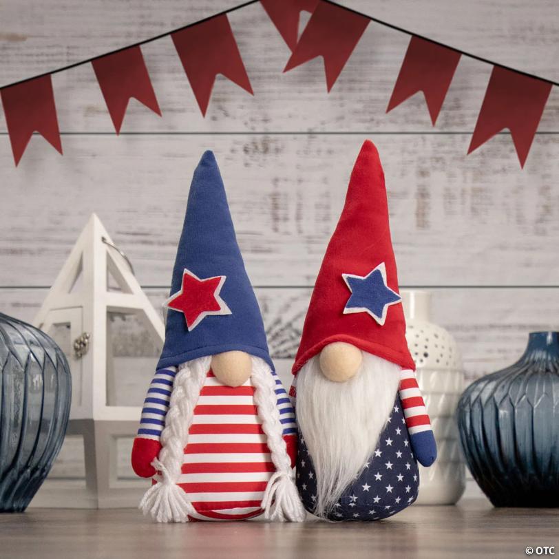 10.5" Americana Girl 4th of July Patriotic Gnome