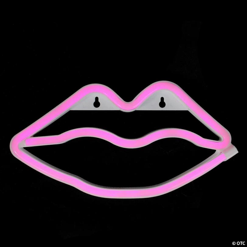 10.5" Pink Lips LED Neon Style Valentine's Day Wall Sign