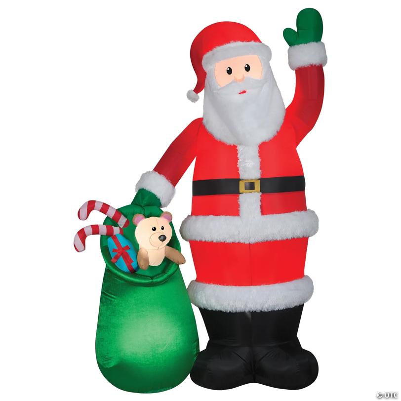 107" Airblown® Luxe Santa with Toy Bag Inflatable Christmas Outdoor Yard Decor