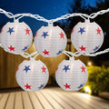 10-Count Red  White and Blue Star 4th of July Paper Lantern Patio Lights  Clear Bulbs