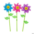 10 1/2" Bright Color Smile Face Spring Flower Plastic Pinwheels - 36 Pc.