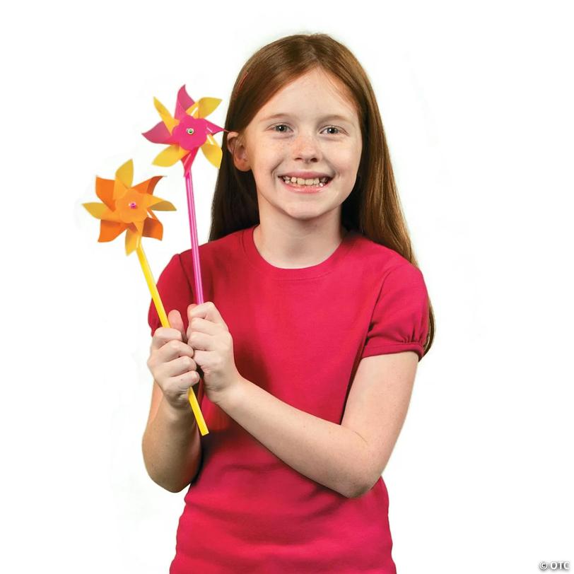10 1/4" Bulk 60 Pc. Bright Neon Plastic Pinwheels