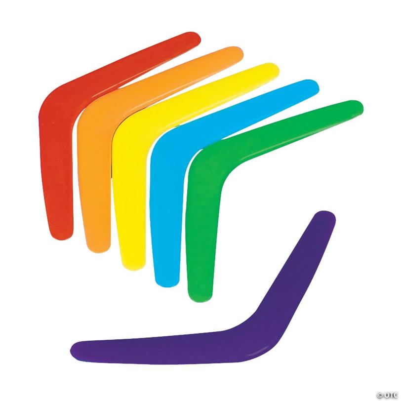 10" Bulk 48 Pc. Bright Rainbow Colored Boomerangs Assortment