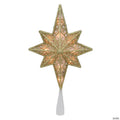 10" Lighted Frosted Clear and Gold Scroll Star of Bethlehem Christmas Tree Topper - Clear Lights