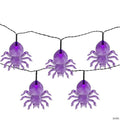 10ct Purple Battery Operated LED Spider Halloween Lights - 4.6 ft Black Wire