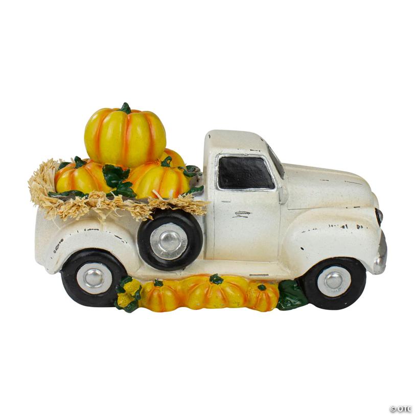 11.25" Truck Full of Pumpkins and Hay Thanksgiving Table Top Figure