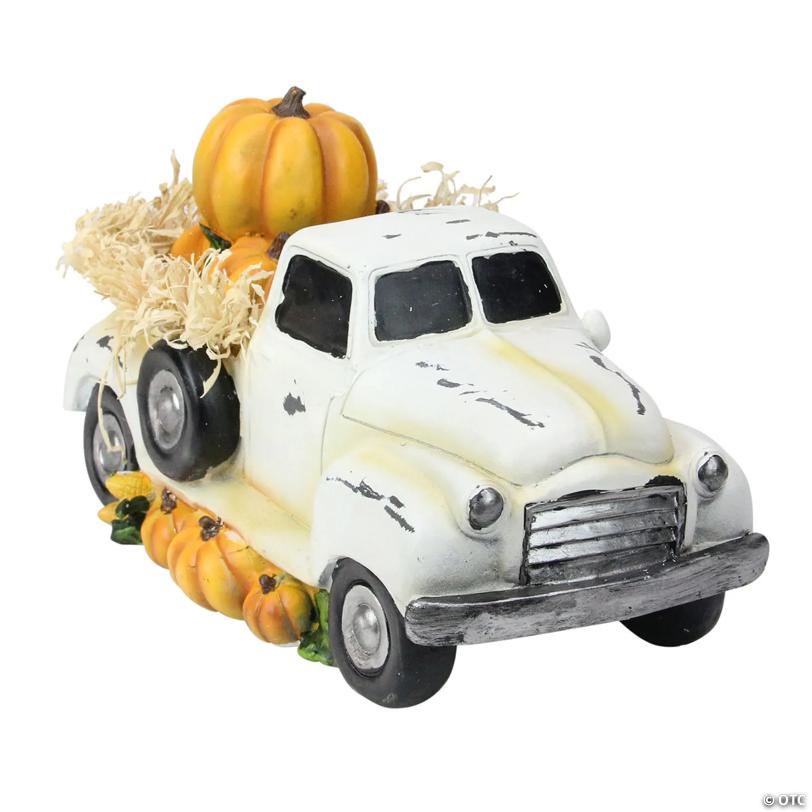 11.25" Truck Full of Pumpkins and Hay Thanksgiving Table Top Figure