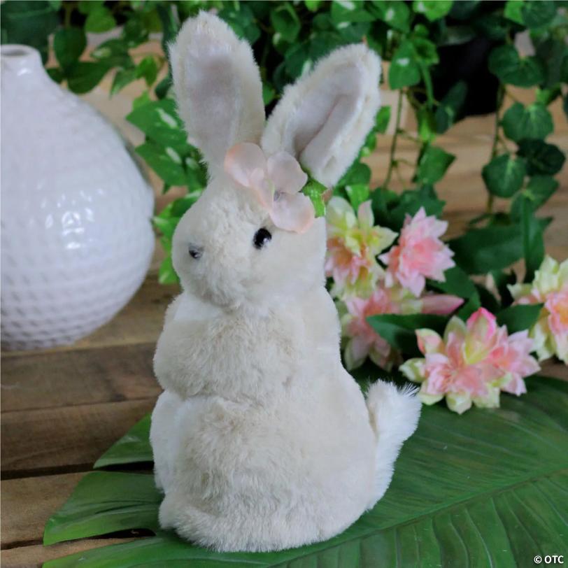 11.5" Beige Plush Girl Standing Easter Bunny Rabbit Figure