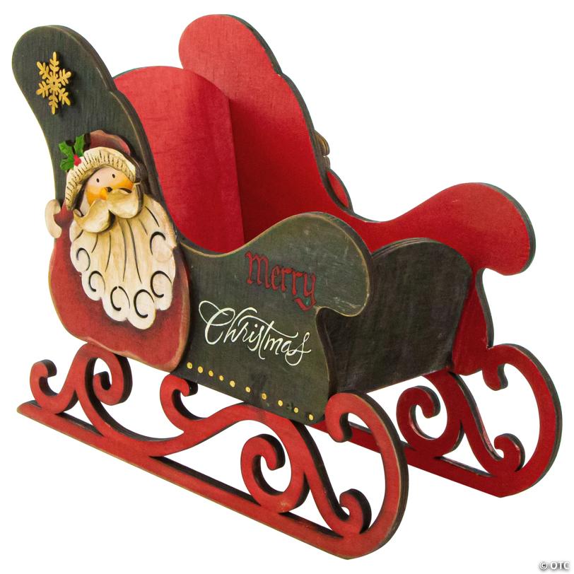 11.5" Santa Claus "Merry Christmas" Sleigh Decoration