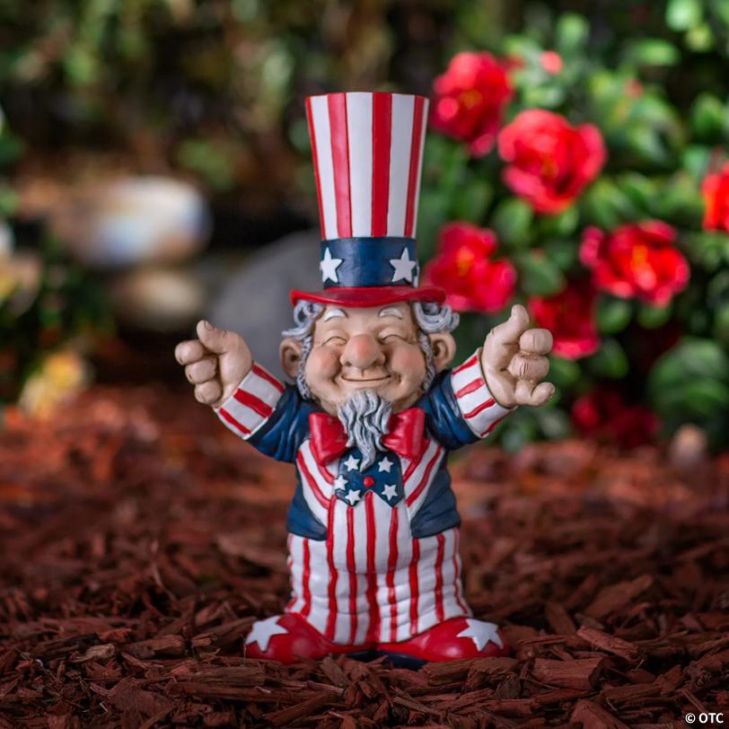 11 1/2" Patriotic Uncle Sam Resin Garden Gnome Statue