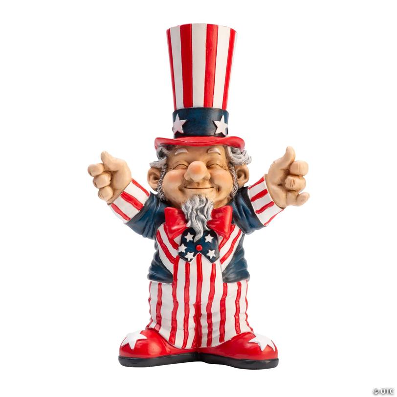 11 1/2" Patriotic Uncle Sam Resin Garden Gnome Statue