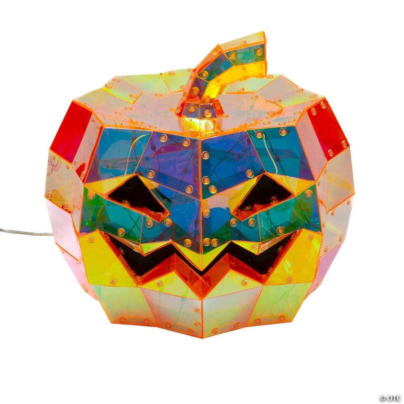 11 3/4" Halloween Multicolor Prismatic Jack-O'-Lantern Light-Up LED Light