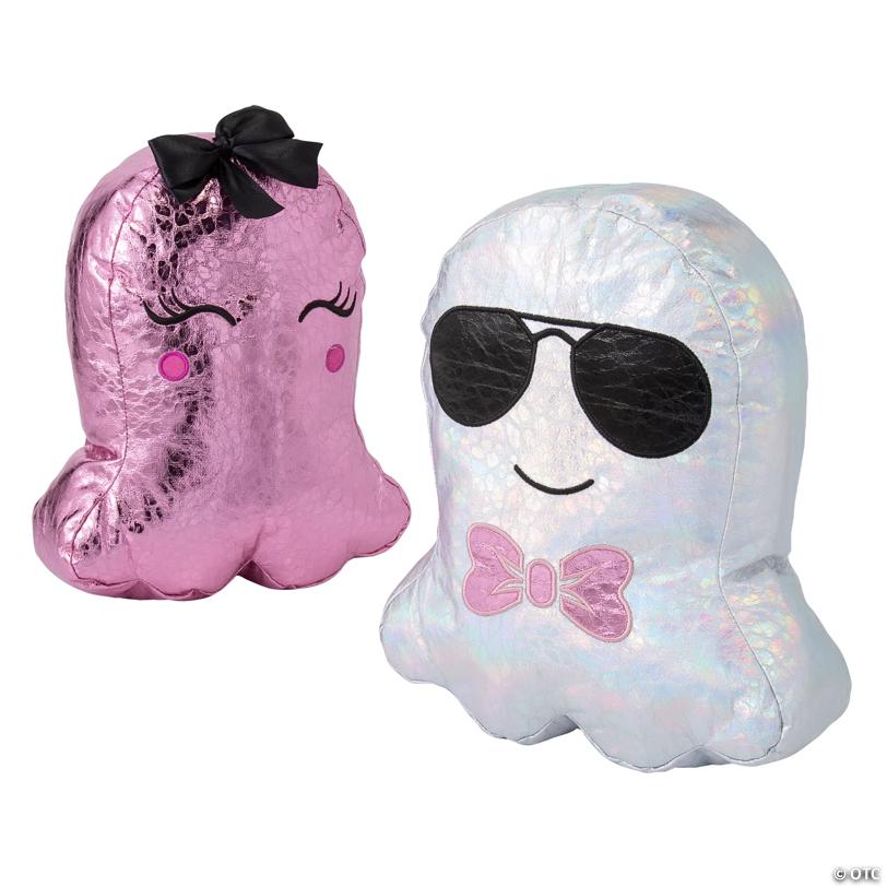 11 3/4" x 13 3/4" Halloween Metallic Polyester Ghost Pillows Set - 2 Pc.