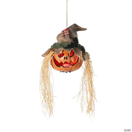11 3/4" x 27 1/2" Hanging Pumpkin Head Plastic Halloween Decoration