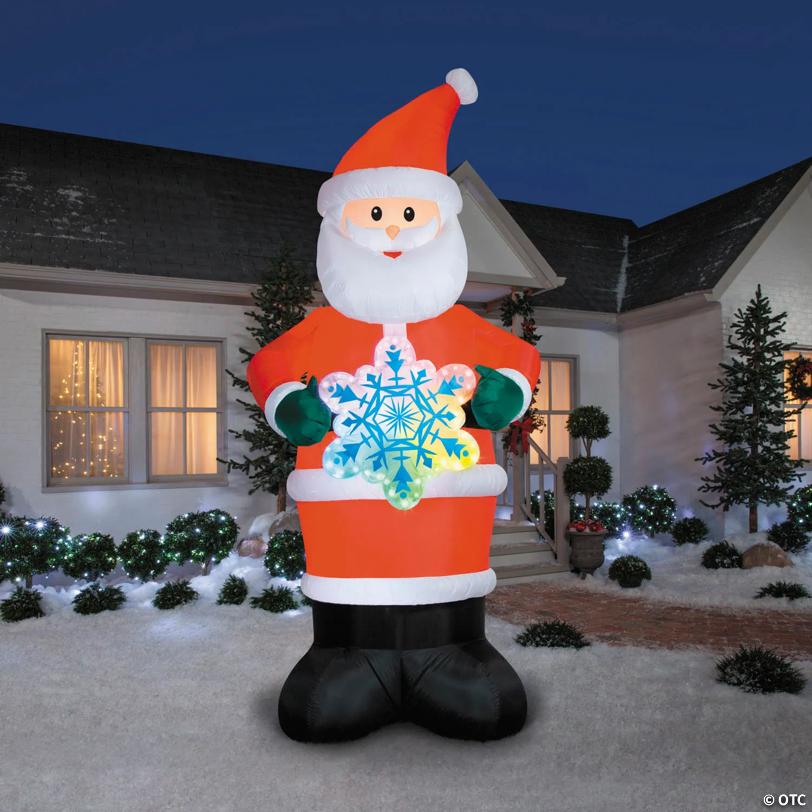 11 Ft. 6" Airblown® Inflatable Santa with Rainbow Lightshow Snowflake Christmas Outdoor Yard Decoration