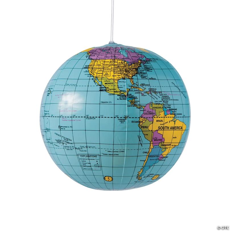 11" Inflatable World Globe Vinyl Beach Balls - 12 Pc.