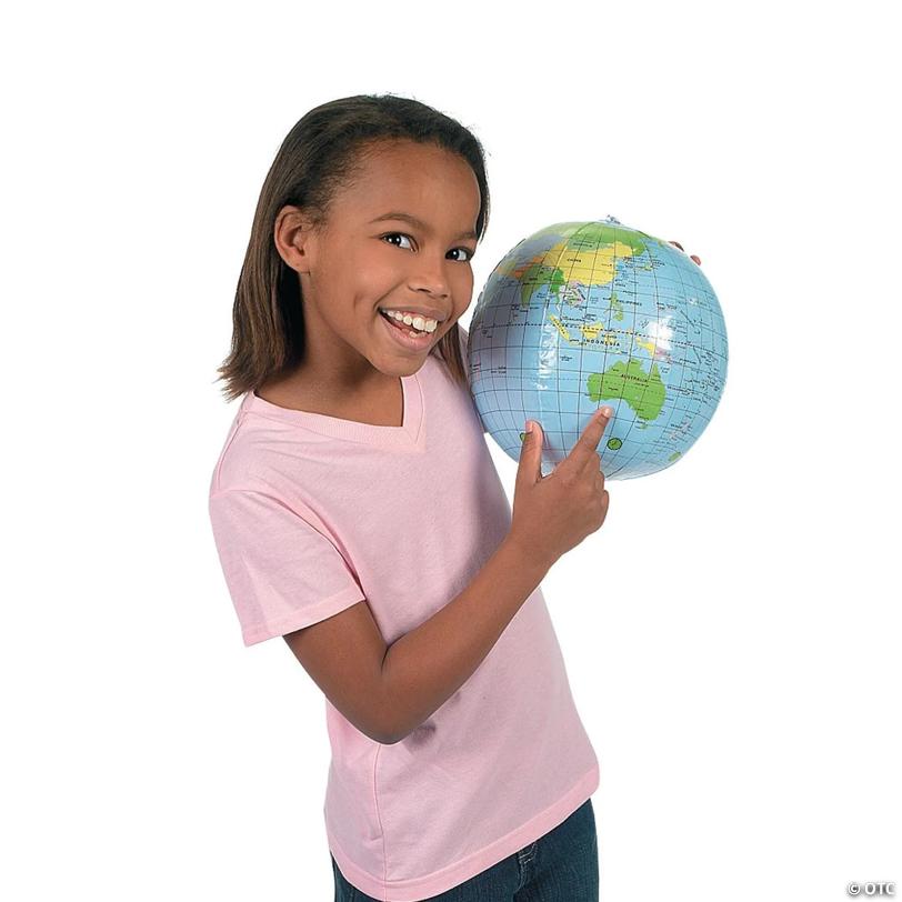 11" Inflatable World Globe Vinyl Beach Balls - 12 Pc.