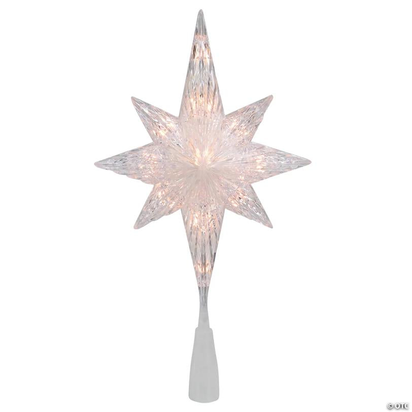 11" Lighted 8 Point Bethlehem Star Christmas Tree Topper - Clear Lights   Green Wire