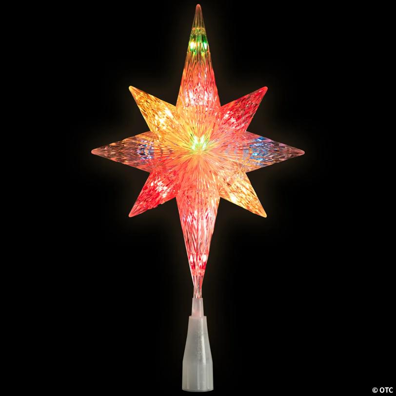 11" Lighted Clear 8 Point Star of Bethlehem Christmas Tree Topper - Multicolor Lights