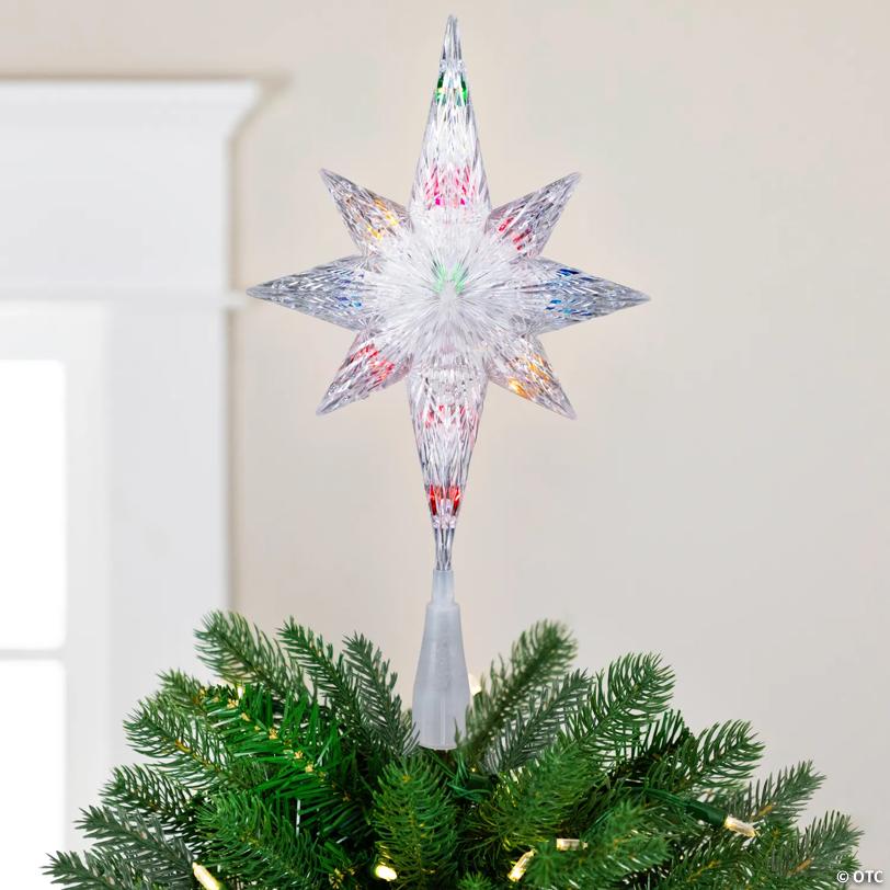 11" Lighted Clear 8 Point Star of Bethlehem Christmas Tree Topper - Multicolor Lights