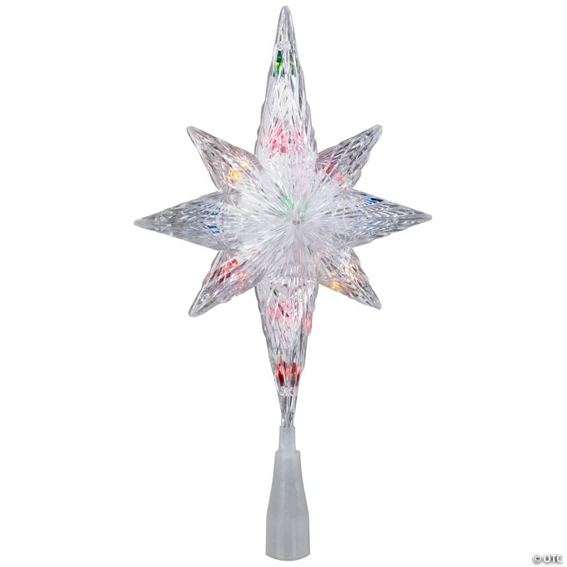 11" Lighted Clear 8 Point Star of Bethlehem Christmas Tree Topper - Multicolor Lights