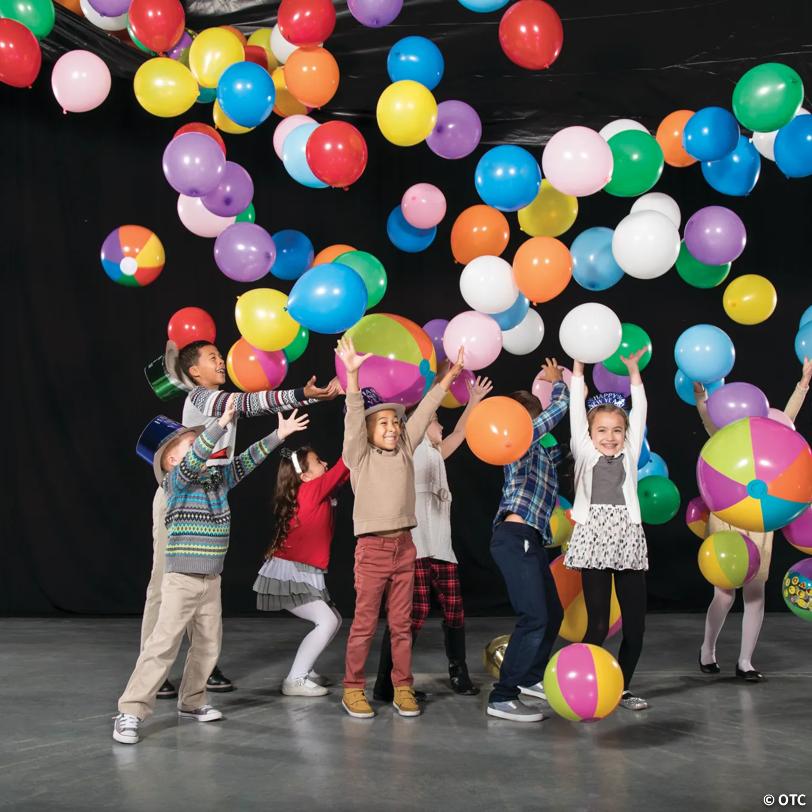 11" Medium Inflatable Rainbow Vinyl Beach Balls - 12 Pc.