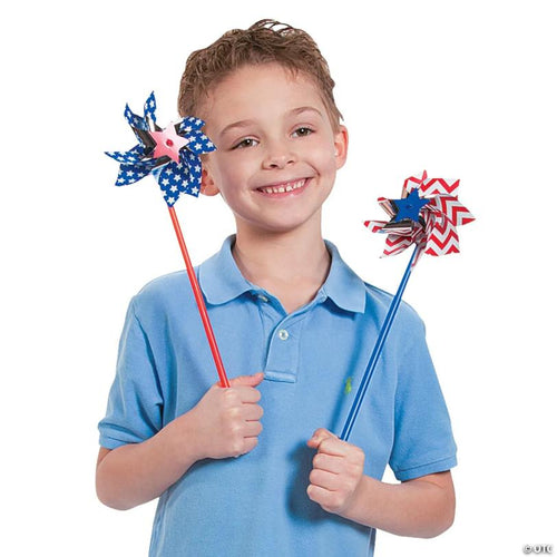 11" Patriotic American Spirit Plastic Pinwheels - 36 Pc.
