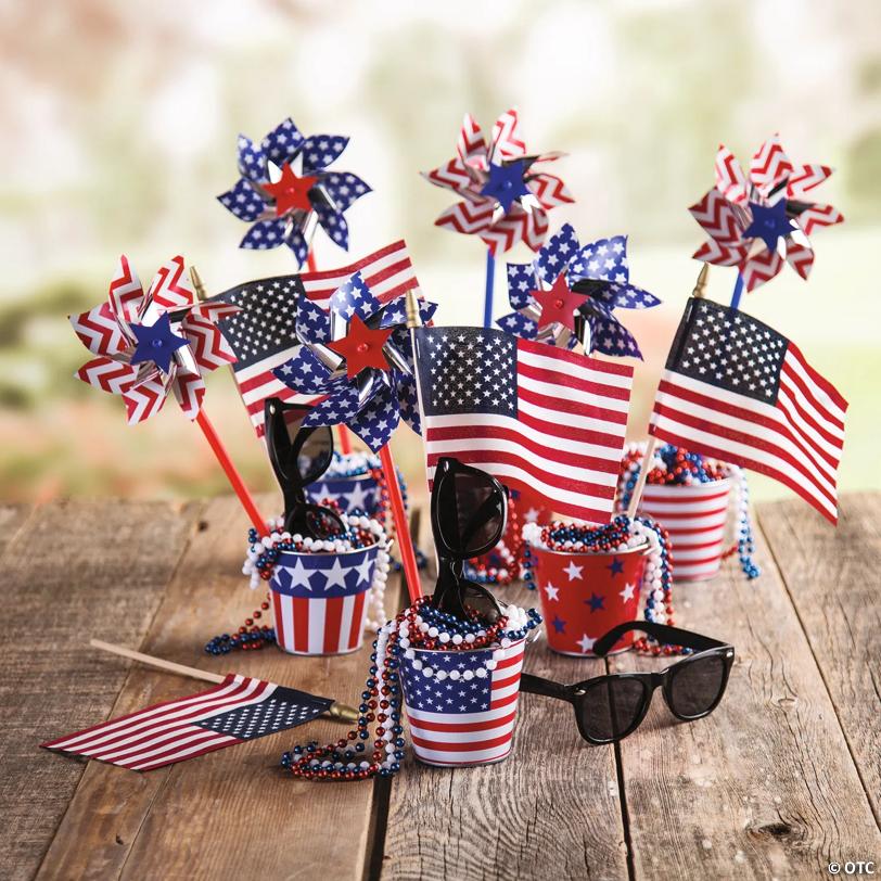 11" Patriotic American Spirit Plastic Pinwheels - 36 Pc.