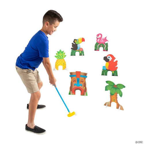 11" x 15" Bright Luau-Themed 6-Hole Mini Golf Game Set for 4 Players - 38 Pc.