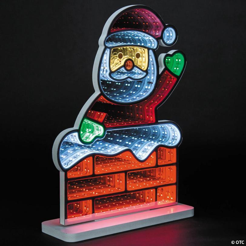 11" x 15" Waving Santa Claus in Chimney Plastic Infinity Light