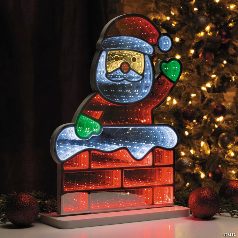 11" x 15" Waving Santa Claus in Chimney Plastic Infinity Light