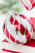 3.5" - 5" Red & White Swirl Glass Ornament