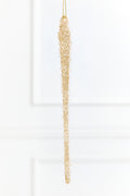 7.75" Gold & Bead Iced Glass Icicle Ornament