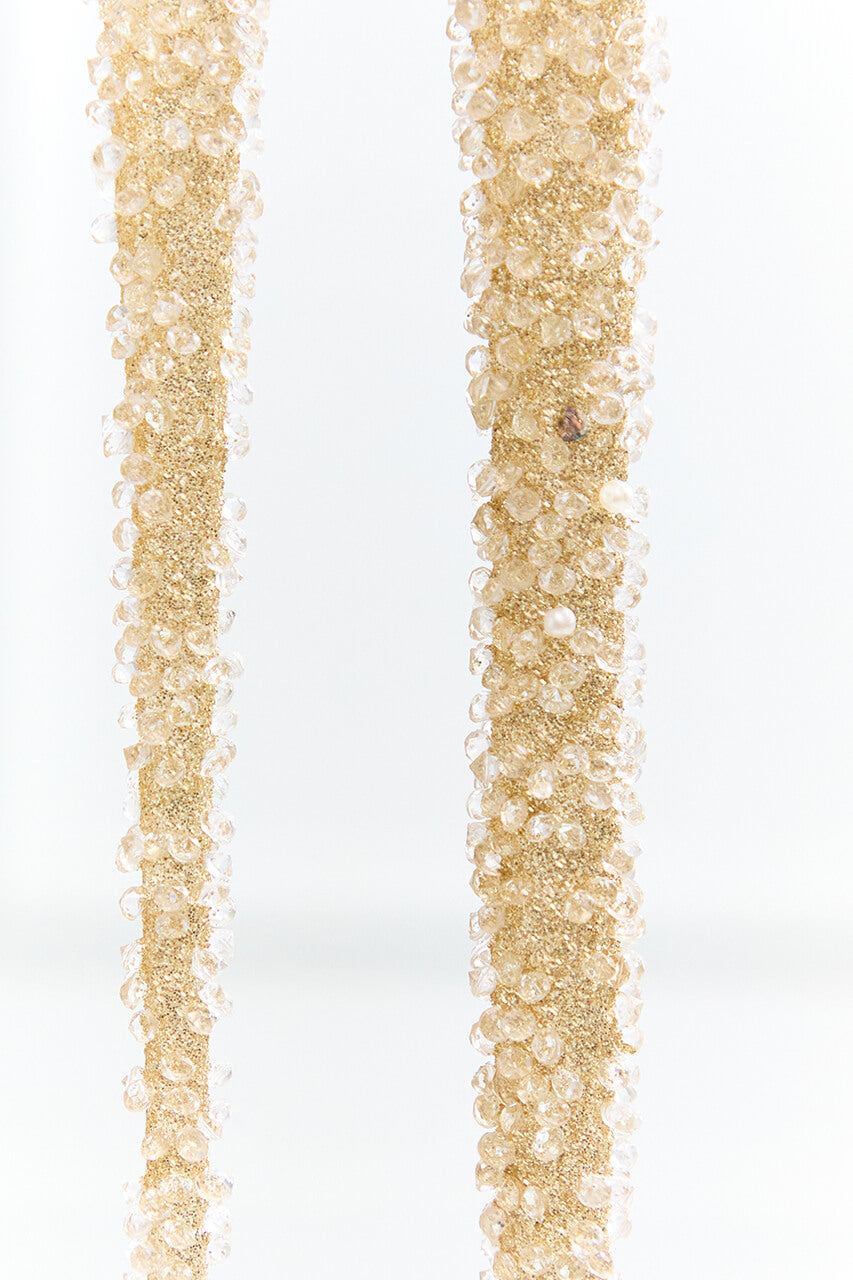 9.5" Gold & Bead Iced Glass Icicle Ornament