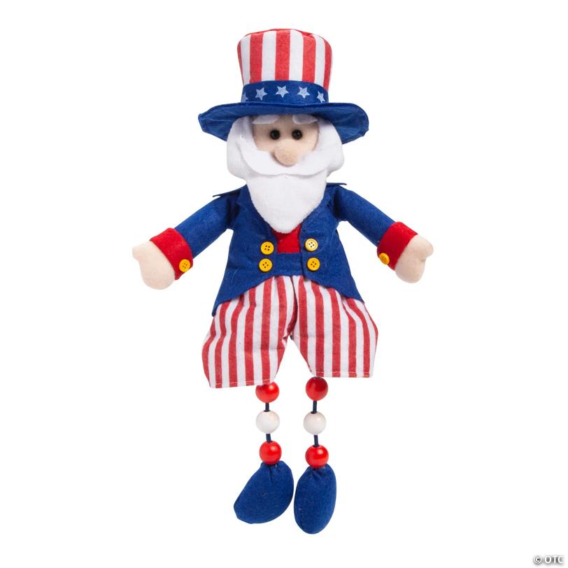 12 1/2" Dangle-Leg Patriotic Uncle Sam Tabletop Decoration