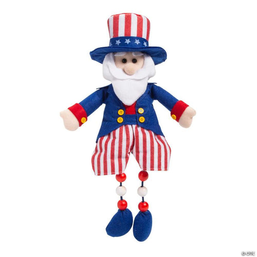 12 1/2" Dangle-Leg Patriotic Uncle Sam Tabletop Decoration