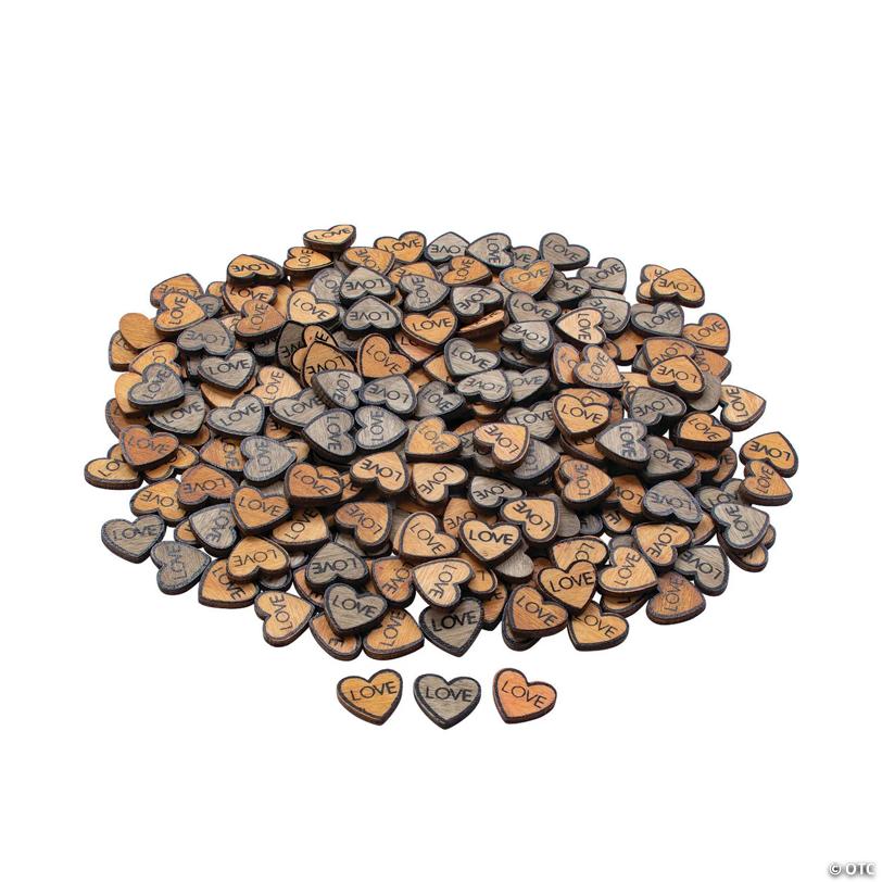 1/2" Bulk 200 Pc. Wood Love Heart Table Scatter Pieces