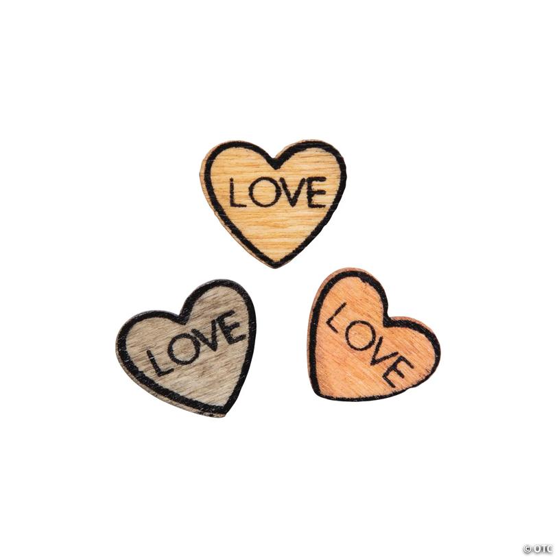 1/2" Bulk 200 Pc. Wood Love Heart Table Scatter Pieces