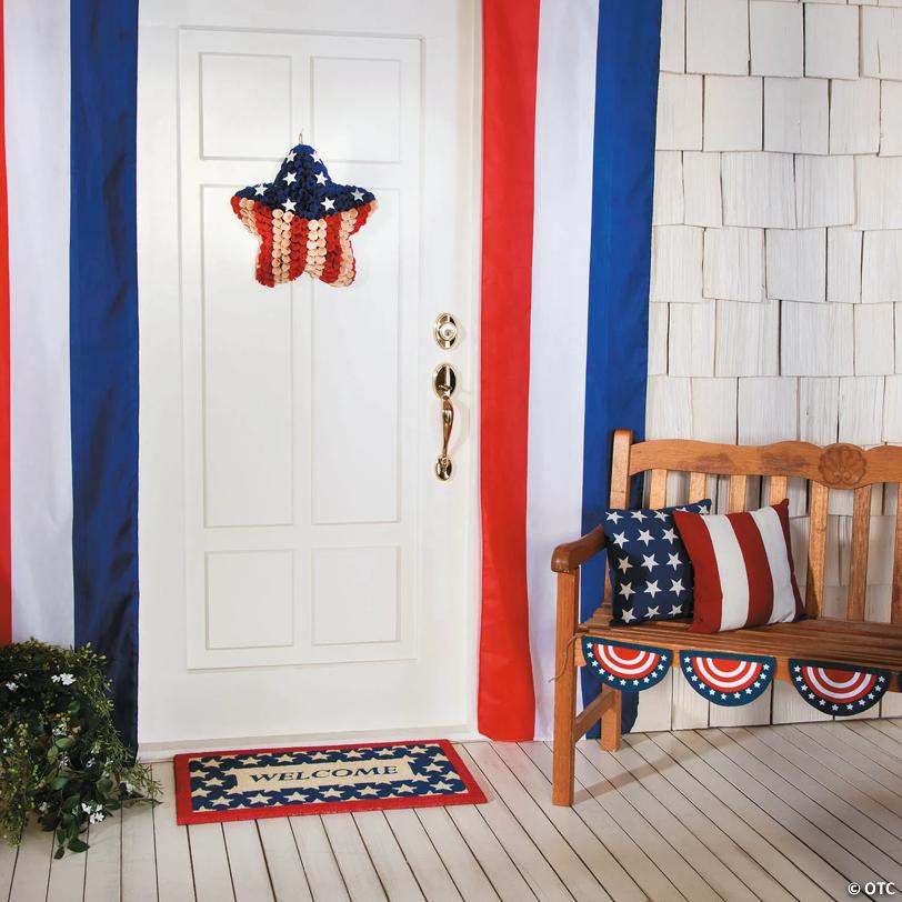 12" Patriotic Stars & Stripes Decorative Pillow Set - 2 Pc.