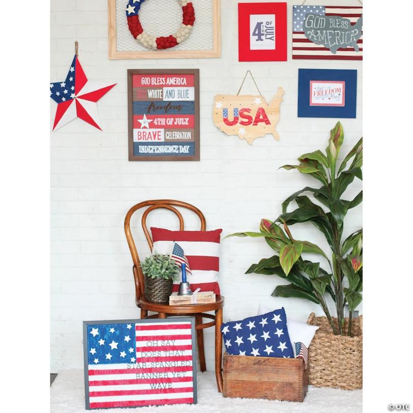 12" Patriotic Stars & Stripes Decorative Pillow Set - 2 Pc.