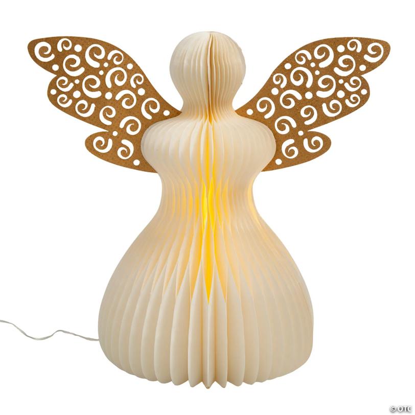 12" Religious Light-Up Honeycomb Tissue Paper Angel Decoration