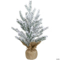 12" Unlit Artificial Flocked Mini Pine Christmas Tree with Jute Base