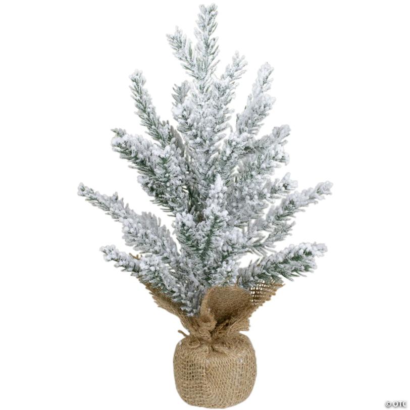 12" Unlit Artificial Flocked Mini Pine Christmas Tree with Jute Base