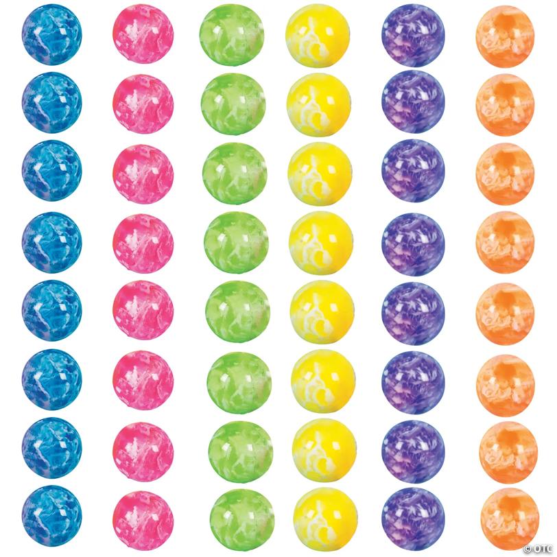 1/2" -  5/8" Bulk 48 Pc. Mini Neon Swirl Rubber Bouncy Balls