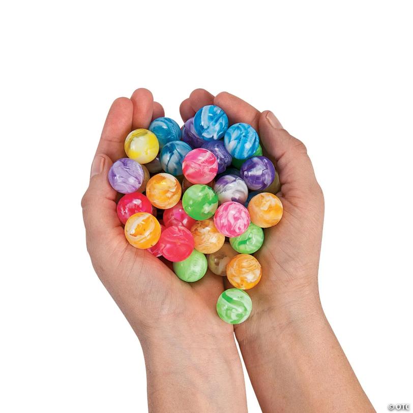 1/2" -  5/8" Bulk 48 Pc. Mini Neon Swirl Rubber Bouncy Balls