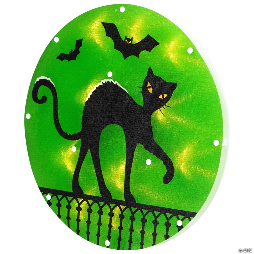 13.75" Lighted Black Cat Halloween Window Silhouette