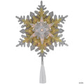 13.75" Lighted Gold and Silver Snowflake Christmas Tree Topper  Clear Lights