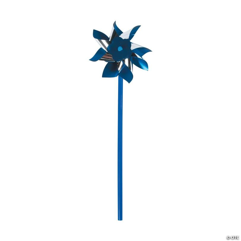 13" Blue & Silver Plastic Pinwheel Spinning Toys - 36 Pc.